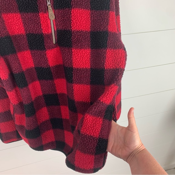 Girlie Girl C.C. Fleece Buffalo Check Red & Black Quarter Zip Women’s Size M - Picture 6 of 9